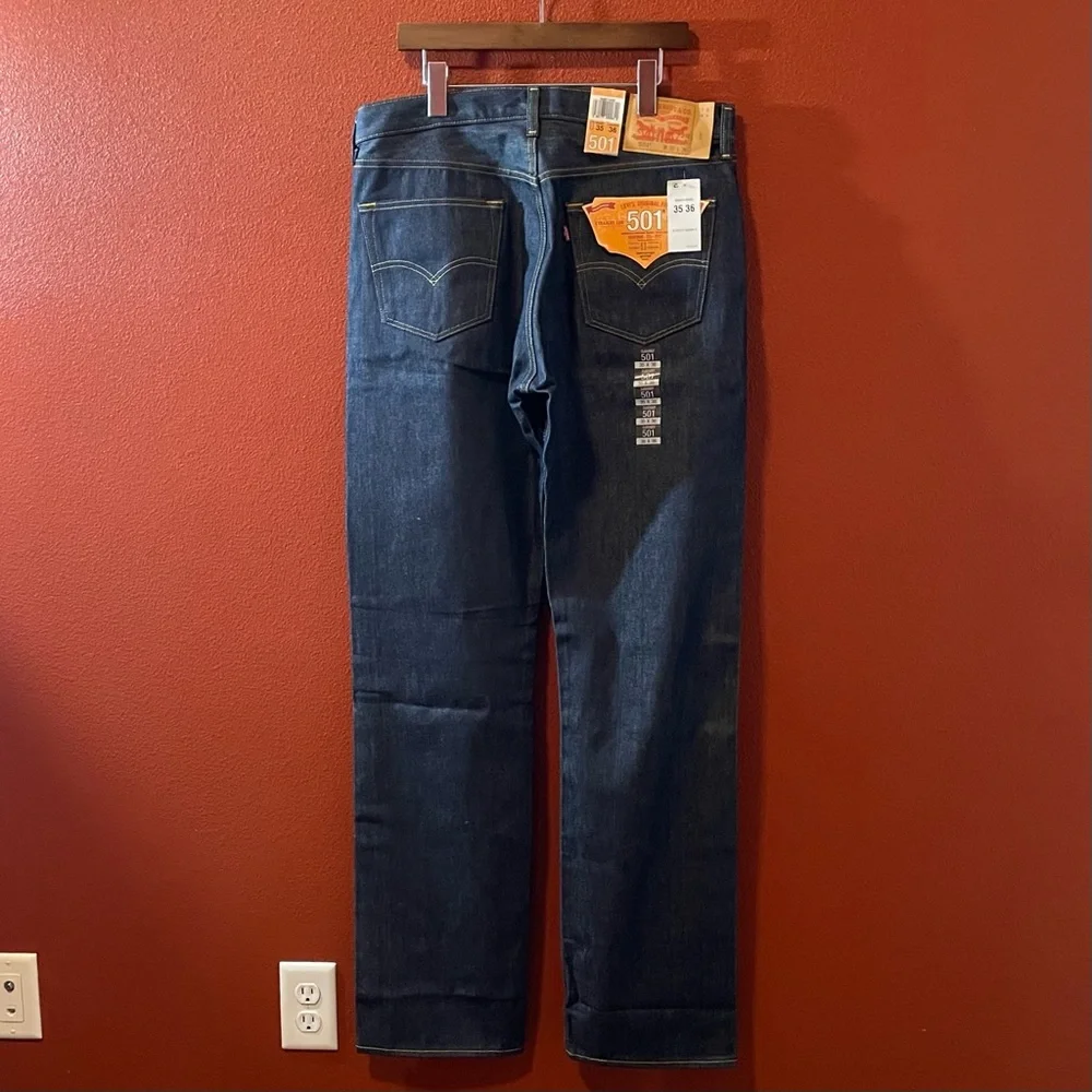 Levi’s Men’s NWT 501 Straight‎ Leg Shrink To Fit Blue Rigid Treatment Work Jeans